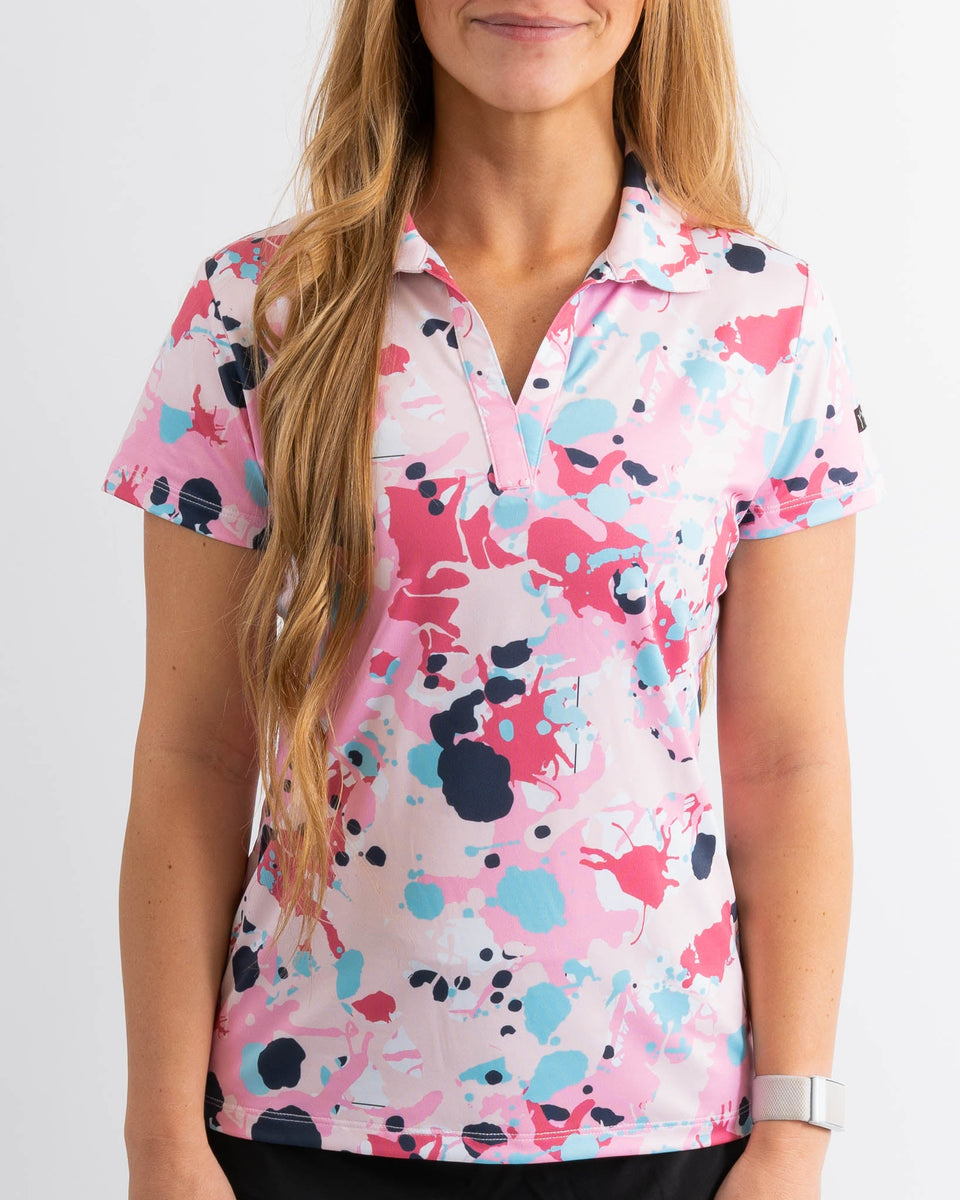 Pink And Black Polo Shirt Women's Graffiti Only