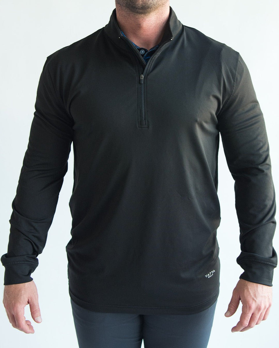 Men's black quarter discount zip