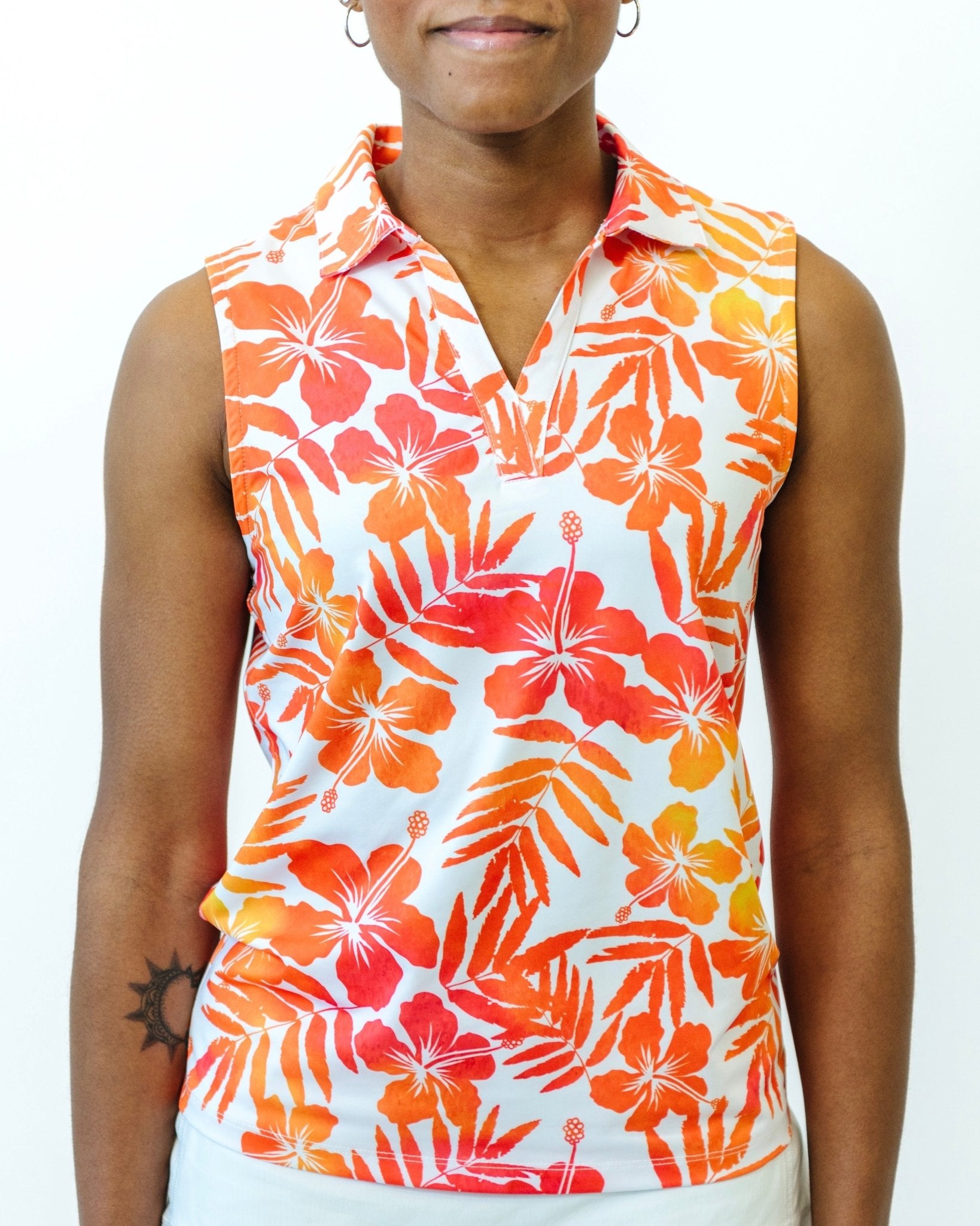 Aloha Sunrise Women's Sleeveless Golf Polo - Yatta Golf