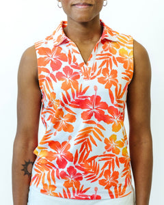 Aloha Sunrise Women's Sleeveless Golf Polo - Yatta Golf