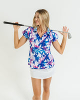 Azure Tropics Women's Golf Polo - Yatta Golf
