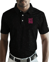 Black Glitter Polo Cancer Awareness Edition - Yatta Golf