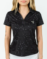 Black Glitter Women's Golf Polo - Yatta Golf