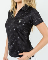 Black Glitter Women's Golf Polo - Yatta Golf