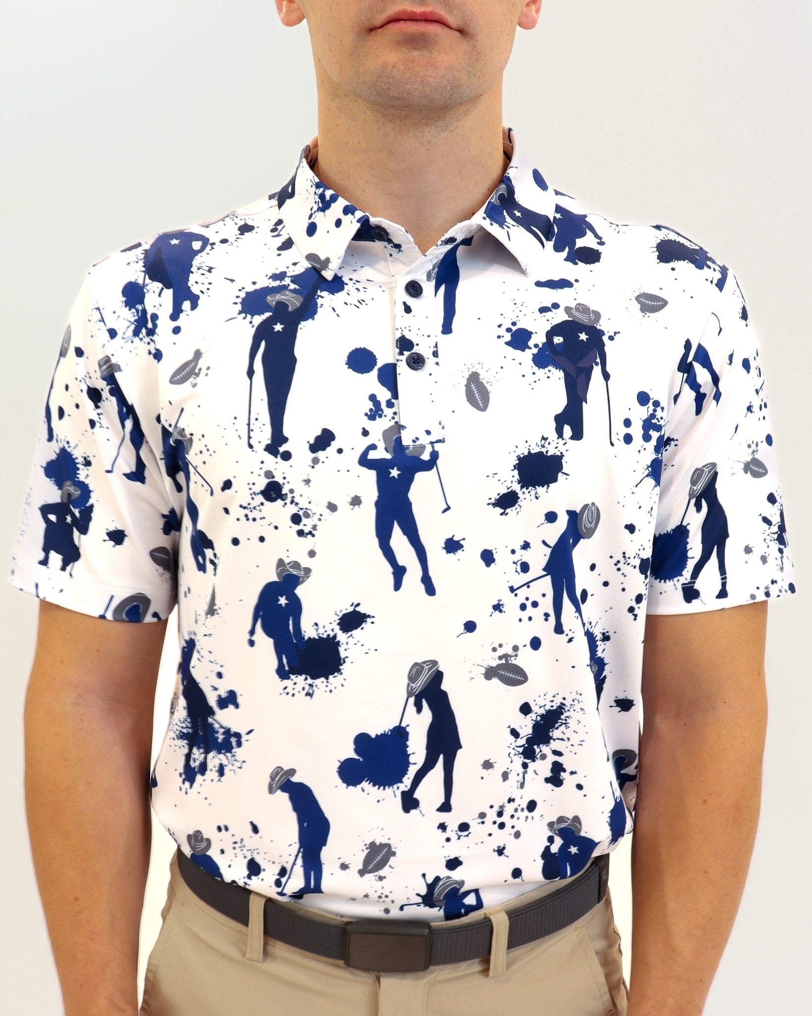 dallas cowboys dress shirt Yatta Shirts | Yatta Golf Polo Men's Large Cowboy Stretch Moisture Wick Uv Protection Nwt! | Color: Blue/White | Size: L