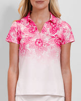 Hibiscus Fade Women's Golf Polo - Yatta Golf