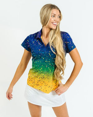 Mardi Gras Golf Polo. Women's. LIMITED EDITION. - Yatta Golf