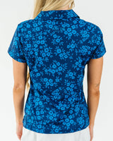 Navy Daisy Women's Golf Polo - Yatta Golf