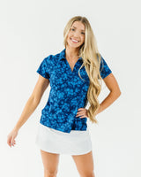 Navy Daisy Women's Golf Polo - Yatta Golf