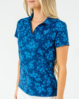Navy Daisy Women's Golf Polo - Yatta Golf