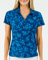 Navy Daisy Women's Golf Polo - Yatta Golf