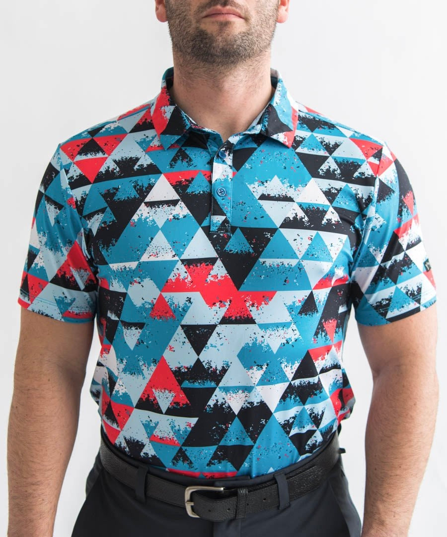 Prismatic Black And Blue Polo Shirt. Epic Golf Polos. Only $39.95