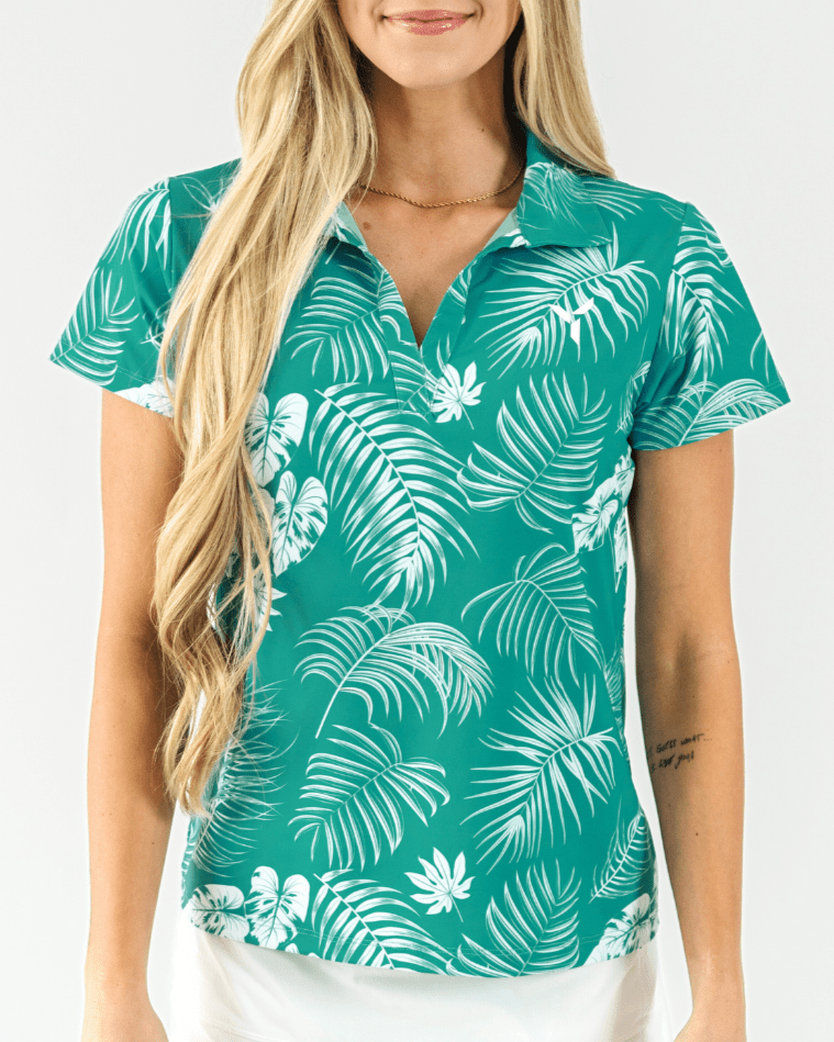 Teal Paradise Women's Golf Polo - Yatta Golf