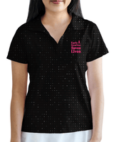 Women's Black Glitter Polo Cancer Awareness Edition - Yatta Golf