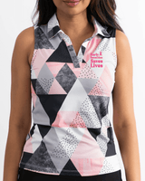 Women's Sleeveless Birdie Dropper Polo Cancer Awareness Edition - Yatta Golf