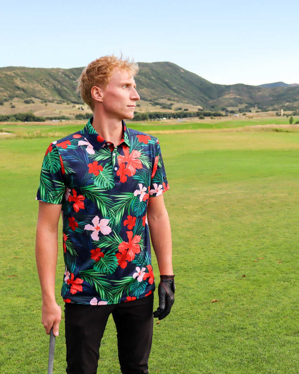 Hawaiian Golf Shirt - Jungle Hibiscus. Only $39.95. – Yatta Golf