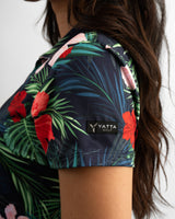 Jungle Hibiscus Women's Golf Polo - Yatta Golf