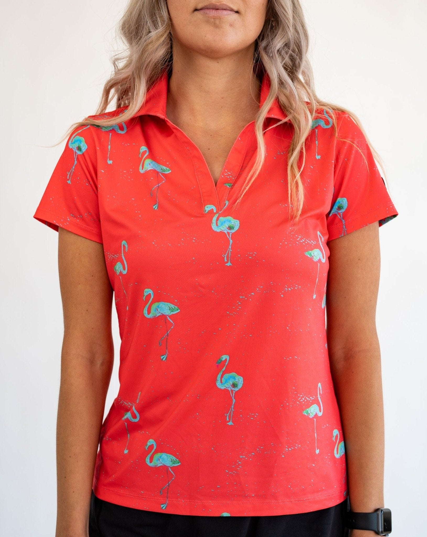 Womens Flamingo Golf Shirt - Just Beachy. Only $39.95. – Yatta Golf