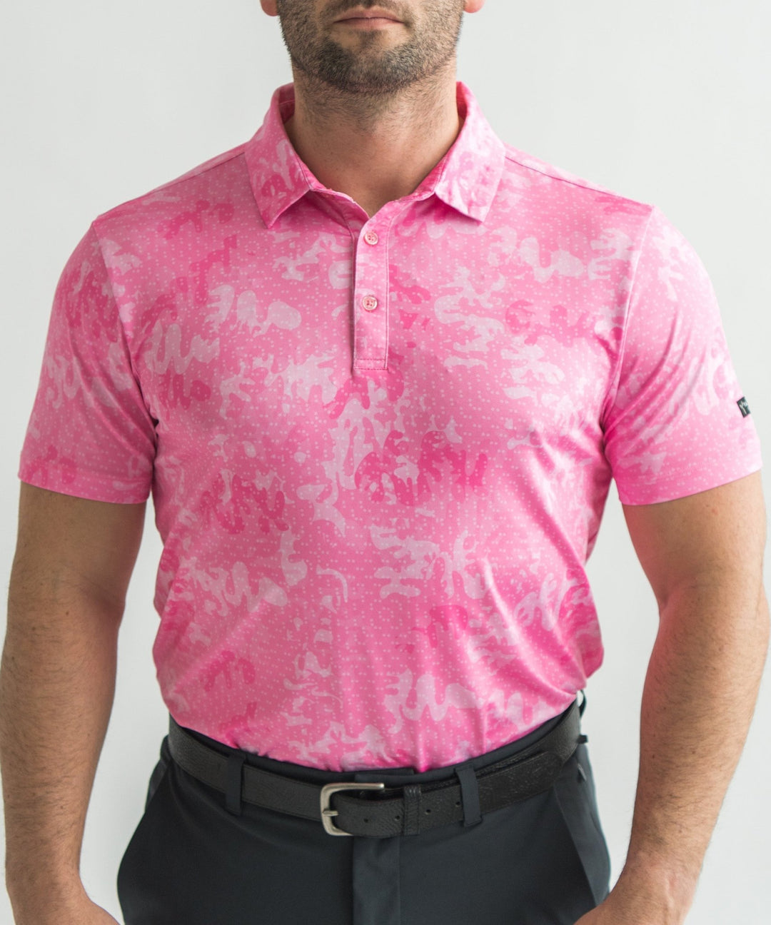 Pink Leopard Print Men's Golf Shirts