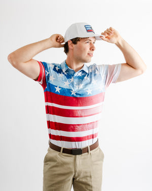 American Flag Golf Hat for Men & Women. Snap-Back. Only