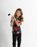 Youth Jungle Hibiscus Golf Polo - Yatta Golf